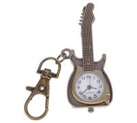 ABOOFAN Vintage Quartz Movement Pocket Watch with Guitar Shape and Keychain, Rust-Resistant Alloy Case, Glass Mirror, Protects the Dial, Retro Style for Students and Housekeepers