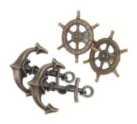 ABOOFAN Vintage Ship Wheel and Anchor Nautical Cabinet Handles 4Pcs Bronze Drawer Pulls Sturdy Build for Wardrobe Dresser Closet