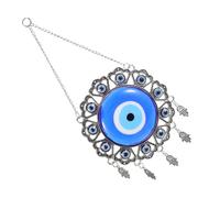 ABOOFAN Vintage Silver Metal Car Pendant with Turkish Blue Evil Eye and Hand Charm Durable Spiritual Protection Hanging Ornament for Rear View Mirror Home and Office Blessing Decoration