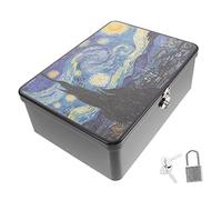 ABOOFAN Vintage Tinplate Storage Box Lock Large Desktop Organizer Decorative Locking Tin Container for Jewelry Money Souvenirs Home Storage