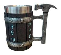 ABOOFAN Vintage Wood Barrel Beer Mug Stainless Steel Handle Design Cup | Wide Mouth, Heavy Bottom, Suitable for Hot and Cold Drinks, Coffee, Whiskey, Restaurants and Holidays