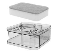 ABOOFAN Wall Mounted Soap Dish with Absorbent Sponge, Dual Layer Draining Soap Holder with Multi Compartment, Space Saving Plastic Organizer for Kitchen and Bathroom