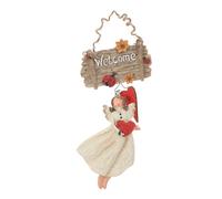 ABOOFAN Welcome Angel Resin Christmas Hanging Ornament Red Heart Vintage Holiday Tree Decor for Home and Door Rustic Xmas Pendant for Festive Decoration