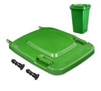 ABOOFAN Wheelie Bin Lid Replacement, 240L Green Outdoor Rubbish Bin Cover with Hinge Pins, Standard Household Size, Heavy Duty, Easy to Fit