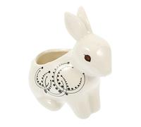 ABOOFAN White Porcelain Bunny Planter Pot Cartoon Animal Design for Succulent Plants and Home Decoration