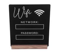 ABOOFAN Wifi Password Sign Acrylic Desktop Board with Extended Black Wooden Base and Pen, Wireless Network Password Reminder for Hotels Restaurants Business Use
