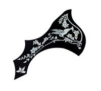 ABOOFAN Wing Shaped Self-adhesive Acoustic Guitar Pickguard with Black Base and Colorful Flower Bird Pattern Pvc Protective Pick Guard Sticker for Acoustic Guitar