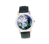 ABOOFAN Women's Quartz Watch Halloween Pumpkin Witch Castle Design Green Leather Strap Accurate Timekeeping for School and Cosplay Parties