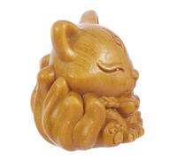 ABOOFAN Wood Carved Fox Figurine Sturdy Collectible Brown Artistic Charming Sculpture Animal Wood Decoration for Home and Desk, Gift for Animal Lovers and Collectors