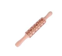 ABOOFAN Wooden Embossing Rolling Pin Pumpkin Pattern Non-Slip Handle Baking Cookies Biscuit Fondant Engraved Roller for Halloween