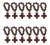 ABOOFAN Wooden Finger Rosary Devotional Prayer Beads with Cross Pendant 12pcs Lightweight Portable Spiritual Pocket Rosary Set for Daily Wear and Baptism Favors