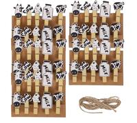 ABOOFAN Wooden Milk Cow Photo Clips with Hanging Rope, Unique Design, Safe to Use, Not Easy to Break, for Photos and Home Decoration, 50 Pieces in 5 Packs
