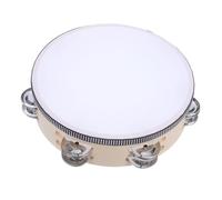 ABOOFAN Wooden Tambourine Double Row Jingles Lightweight Handheld Percussion Drum for Music Classes Church Worship and Beginner Rhythm Practice