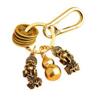 ABOOFAN Wu Lou Key Chain Chinese Gourd Keychain Pi-Xiu Pi Yao Feng Shui Coins Brass Key Ring Calabash Decorations Pendant for Wealth Fortune Health Good Luck Golden