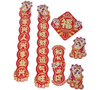 ABOOFAN Year Horse Chinese Couplets Set with Lucky Fu Character Sticker Traditional Spring Festival Door Decorations for Lunar Year Vibrant