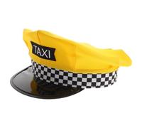 ABOOFAN Yellow Taxi Cab Driver Hat Wide Brim for Adult Roleplay | Polyester Build, Breathable Comfort, Holds Shape, Metal Badge, Secure Fit for Halloween and Theatre