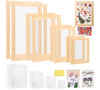 Aboofx Paper Making Kit, A4 A5 A6 A7 Size Paper Making Screen Frame Kit, Wooden Mold and Deckle with Mesh, Absorbent Papers, Sponge and Confetti,DIY Handmade Papermaking Supplies Gift for Craft Lover