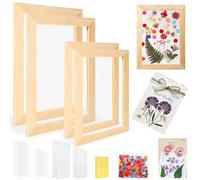 Aboofx Paper Making Kit, A5 & A6 Size Paper Making Screen Frame Kit, Wooden Mold and Deckle with Mesh, Absorbent Papers, Sponge and Confetti, DIY Handmade Papers Making Supplies Gift for Craft Lovers