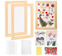 Aboofx Paper Making Kit, A5 Size Paper Making Screen Frame Kit, Wooden Mold and Deckle with Mesh, Absorbent Papers, Sponge and Confetti, DIY Handmade Papermaking Supplies Gift for Craft Lovers