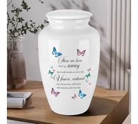 Abooxiu 10 Inches Cremation Urns for Human Ashes Ceramic Keepsake Urn Butterflies Urns for Human Ashes Decorative Urn for Adult Memorial Funeral Ashes Keepsake - Up to 200 lbs