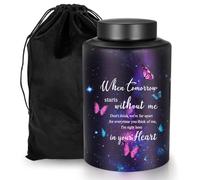 Abooxiu 10 Inches Cremation Urns for Human Ashes Keepsakes Urns Purple Butterfly Urn for Human Ashes Decorative Urns for Adult Male Memorial Stainless Steel Funeral Burial Um - Up to 200 lbs