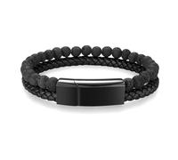 abooxiu Cremation Bracelet for Ashes Urn Bracelets Cremation Jewelry Lava Rock Bead Braided Leather Ash Bracelets Memorial Bracelet for Ashes Healing Ashes Keepsake Bangle Wristband for Men Women, One