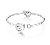 Abooxiu Cremation Jewelry Urn Bracelet for Ashes - Heart Ashes Keepsake Memorial Bangle for Women & Men - Always in my Heart, 2.44 inches, Stainless Steel, stainless steel