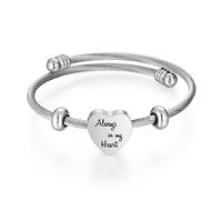 abooxiu Lock Cremation Bracelet for Ashes Key Ash Bracelet Stainless Steel Urn Bracelets for Ashes for Women Memorial Ashes Holder - Never Say Goodbye&Forever in my heart, 2.5 inches, Stainless Steel