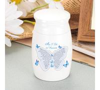 Abooxiu Small Urns for Human Ashes 3 Inches Mini Urn Aluminium Memorial Small Keepsake Urn Butterflies Mini Cremation Funeral Urn Ashes Holder - As I Sit in Heaven
