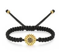 abooxiu Urn Bracelet for Ashes Sunflower Cremation Jewerlry Ashes Bracelet Memorial Cremation Bracelets Urn Jewelry for Ashes of Loved Ones Adjustable Braided Rope for Women, Adjustable : 5.3-9.2 inch