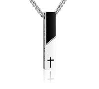 Abooxiu Urn Necklace for Ashes Cremation Jewelry for Ashes Cube Ashes Keepsakes Necklace Cross Bar Stainless Steel Memorial Urn Pendant Keepsake for Women Men