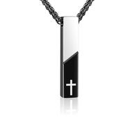 Abooxiu Urn Necklace for Ashes Cremation Jewelry for Ashes Cube Ashes Keepsakes Necklace Cross Bar Stainless Steel Memorial Urn Pendant Keepsake for Women Men