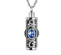abooxiu Urn Necklaces for Ashes Cremation Jewelry for Ashes Crystal Urn Necklace Ash Necklace for Human Ashes Memorial Ashes Keepsake Stainless Steel Flower Floral Pendant for Women