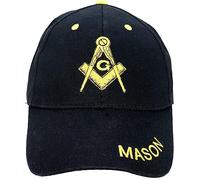 AborenCo Freemason Mason Lodge Symbol Adjustable 3D Embroidery Baseball Cap Hat, Black Lightweight, One size
