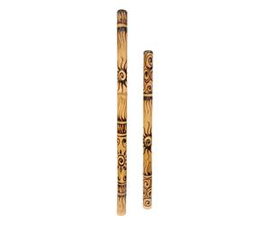Aboriginal Bamboo Didgeridoo With Burnt Sun Design - Handmade Wooden Carved Musical Instrument Fairtrade Sustainable Ethical Wind - 100 cm