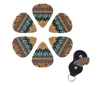 Aboriginal Ornaments and Guitar Picks Flower Print 6 Pack with Storage Box Organizer for Custom Guitars for Men Women Guitar Accessory Ukulele
