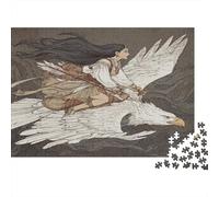 Aboriginal Woman Riding on The Back of A White Eagle Puzzle 1000pcs (75x50cm) Erwachsene Puzzle,Home Decor