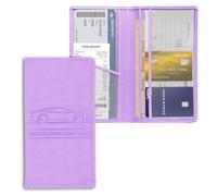 ABOTHGD Leather Premium Car Registration & Insurance Card Holder, Vehicle Glove Box Wallet Case, for Documents, Cards, License (Purple)