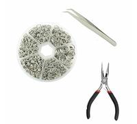 About 1000Pcs 6 Different Sizes Open Jump Rings,4.0mm 5mm 6mm 8mm 10mm 12mm with 1Pc Jump Ring Open/Close Tool for DIY Crafts -White K - 6sizes Set