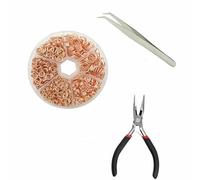 About 1000Pcs 6 Different Sizes Open Jump Rings,4.0mm 5mm 6mm 8mm 10mm 12mm with 1Pc Jump Ring Open/Close Tool for DIY Crafts -Rose Gold-6sizes Set