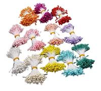 About 1680 Pieces Bright Double Head Flower Stamen Pistil DIY Making Mini Artificial Flower Stamen Pistil Handmade Flowers Pollens Stamens for Flower Making Scrapbook Decoration, Random Color