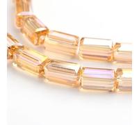 About 50Pcs Faceted Cuboid Transparent Glass Beads Strands, Orange Cube Crystal Loose Beads, AB Color Plated Jewelry Making Charm Bulk for Necklace Bracelet Earring Making and DIY Crafting, 8x4x4mm