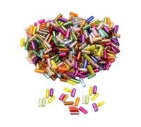 About 6000 Pcs 2 x 6mm Glass Tube Beads Small Bugle Beads Long Seed Beads Mini Spacer Beads Loose Cylindrical Beads Opaque Sewing Beads Tiny Craft Beads for Embroidery Jewelry Making Multicolor