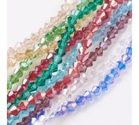 About 800pcs Bicone Faceted Glass Bead Strands, 4x4mm Mixed Color Imitation Jade Glass Bead Strands, Crystal Glass Beads for Jewelry Making for DIY Bracelet Necklace Earrings,Hole: 1mm