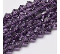About 800pcs Imitate Austrian Crystal Glass Beads Strands, 4x4mm Purple Faceted Bicone Loose Spacer Beads for Jewelry Making for DIY Bracelet Necklace Earrings, Hole: 1mm