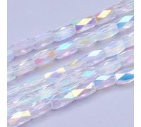 About 88Pcs Rectangular Faceted Glass Beads Strands, Transparent Column Crystal Loose Beads, Jewelry Making Charm Bulk for Necklace Bracelet Earring Making and DIY Crafting, 0.2x0.12inch