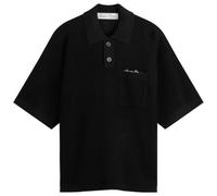 about:blank Men's Pique Knitted Polo Black/Ecru