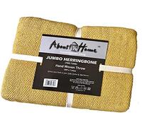 About Home 100% Cotton Herringbone Blanket Throw, Settee Cover (Yellow/Nat, 102"x155")
