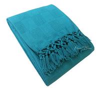 About Home Ascot Cotton Blanket Settee Throw (Teal, 90 x 100)
