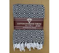 About Home Cotton Diamond throw, settee cover in many sizes & colors. (127x152 cm, Black)